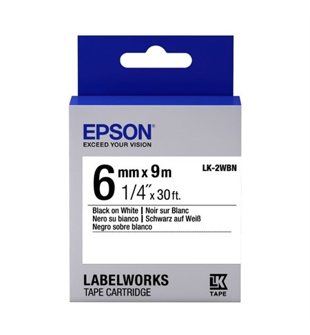Epson LK-2WBN Ribbon Black on White 6mm x 9m